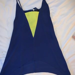 Blue Blouse with Green Cutout